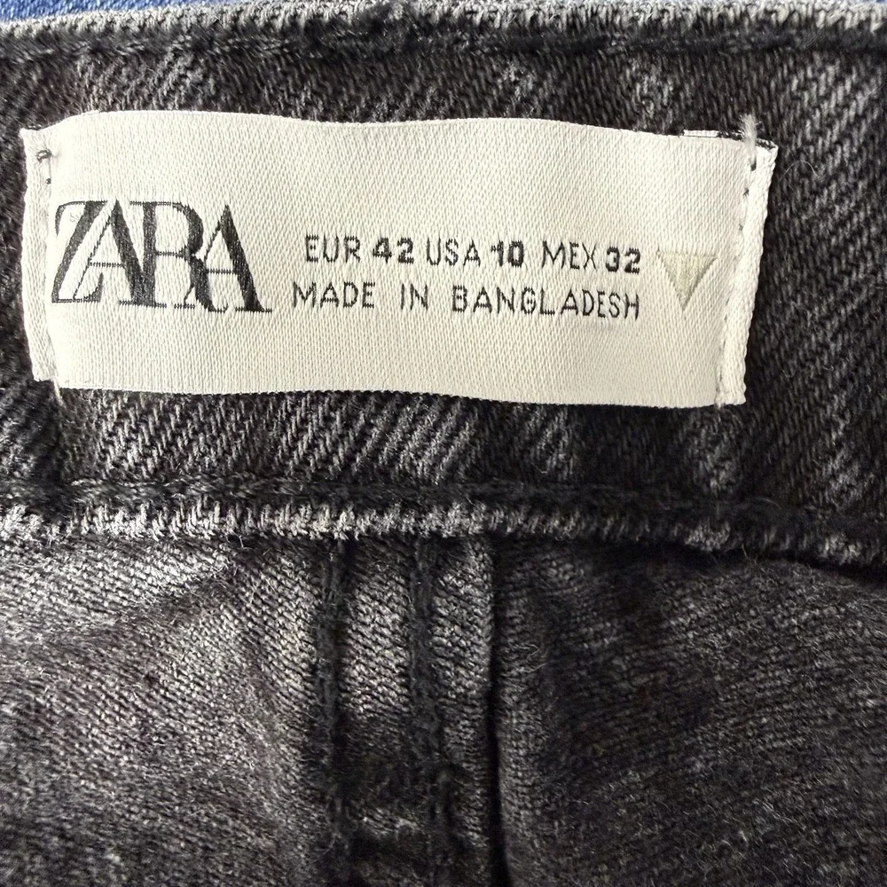 Zara Denim Cut-Off Distressed Raw Hem Pocket Shorts Womens Black Size 10‎